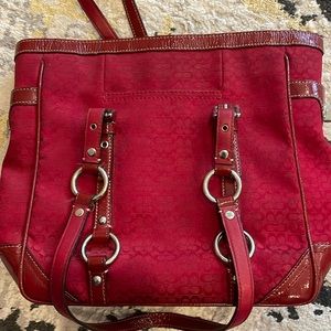 Coach tote. Beautiful deep red and in good condition